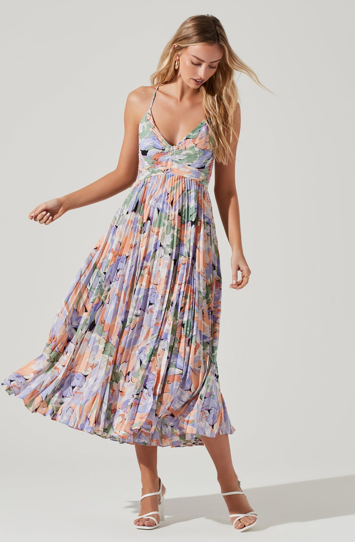 Blythe Floral Plisse Midi Dress – ASTR ...